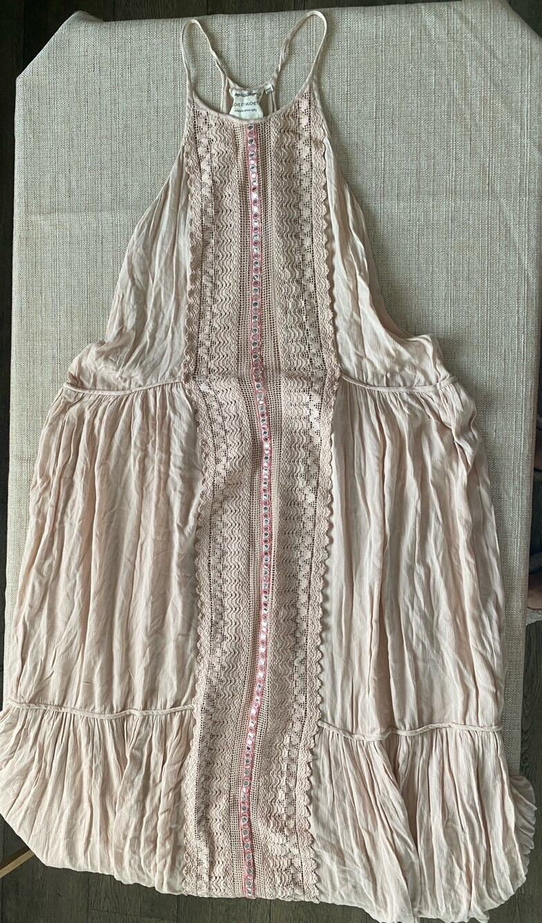 Muche et Muchette Boho Mirrored Tiered Maxi Dress Halter One Size